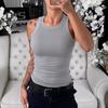 Women Vest Round Neck Sleeveless Elastic Slim Fit Tops Solid Color Sport Camisole Summer Gym Fitness Tops