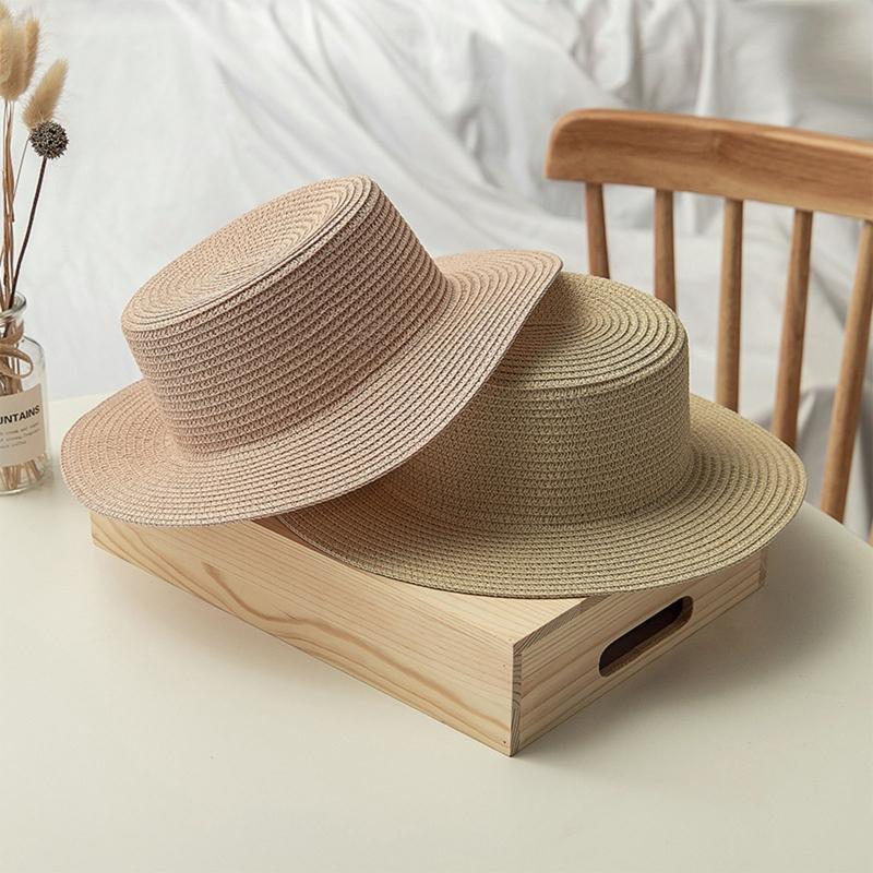 Summer Wide Brim Straw Hat Women Wide Brim Vacation Beach Hat Simple Foldable Travel for Sun Hat Sunscreen UV for Sun Ca