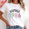 Ladies 2026 Vintage 40th Birthday Gifts For Wounisex 1986 Mum Dad Shirt Hipster Street Fashion Casual Style Printed Tshirt Tops