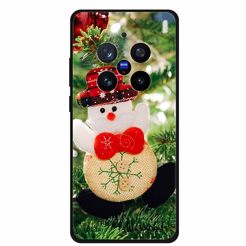 Christmas Cover For Vivo X200 Pro 6.78"Black Silicone Case For vivo X200 Pro mini 6.31" TPU Santa Claus ChristmasTree Back Cover