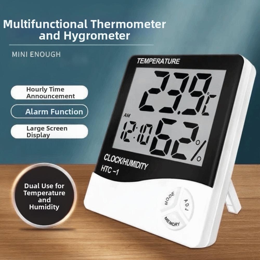 LCD Display Digital Temperature Humidity Meter 3 Button Control Home Weather Station Home Use