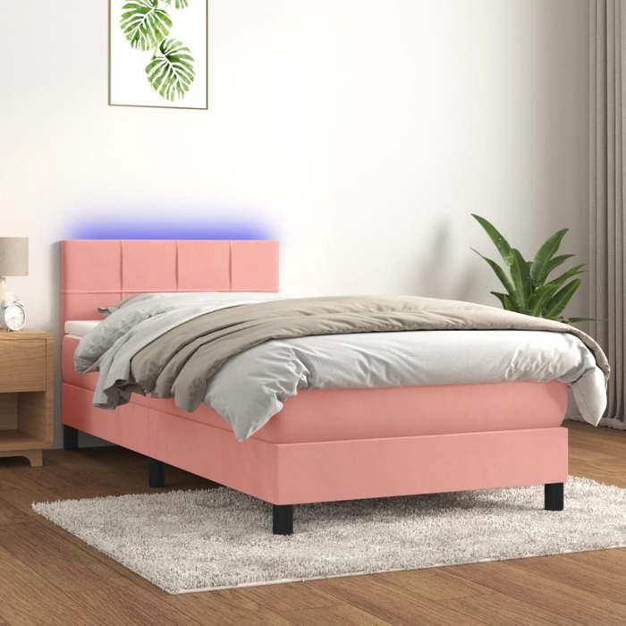 VidaXL Slat Bed Base with Mattress and LED, Upholstered Bed, Single Bed, Adult Bed for Interior Bedroom, 3134380