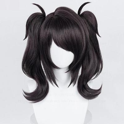 Gra Ame Angel-chan Peruka Cosplay Krótka Czarna Odporna na Ciepło Syntetyczne Włosy OMG Kawaii Peruki Anime + Czepek pod Perukę