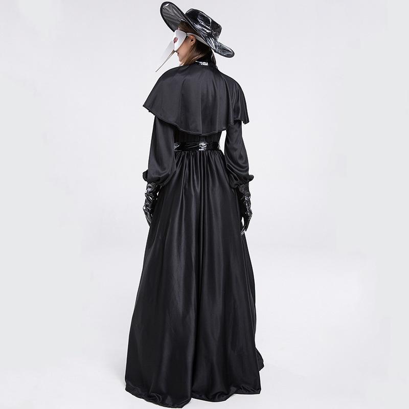 Elegant Polyester Plague Doctor Costume With Dramatic Beak Mask For Cosplay Events