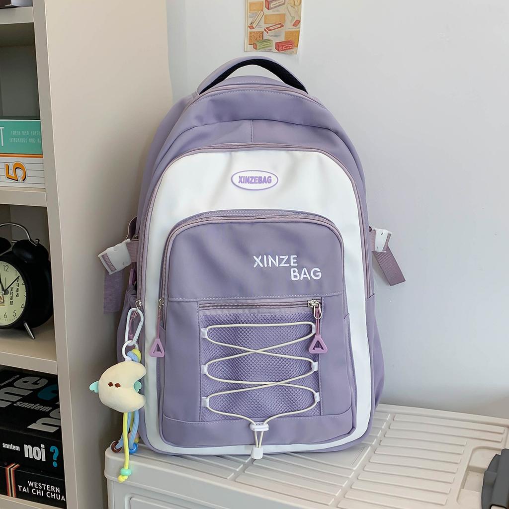 High-value student schoolbag female cute simple girl backpack junior high school students casual large-capacity backpack tide