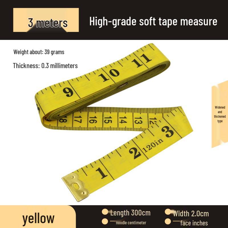 PVC Fiberglass Soft Tape Measure - 1.5m, 2m, 3m Tailor's Measuring Tape