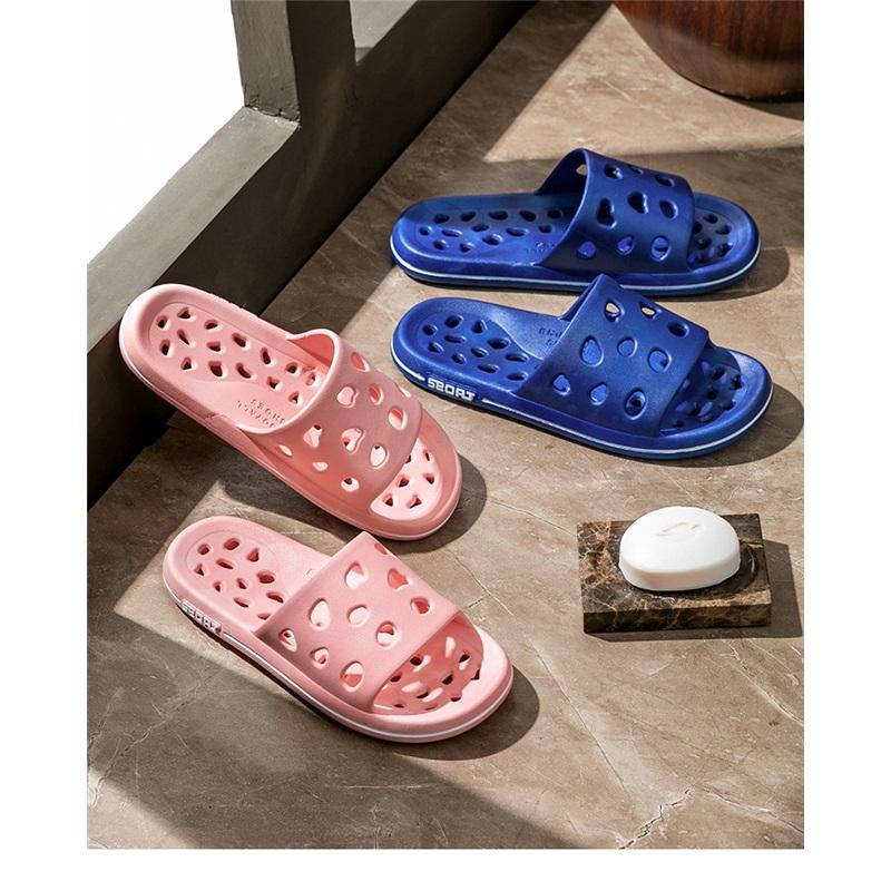 Summer Large Size Non-slip Water Leakage Quick Dry Hollow Indoor Couple Thick Bottom Sandals Slippers