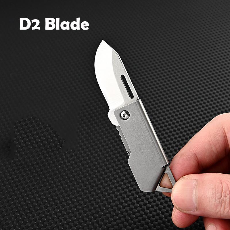 New Creative Mini Stainless Steel Folding Knife Pocket Thin Light Keychain Knives Sharper Fruit Pencil Unboxing Portable EDC Too