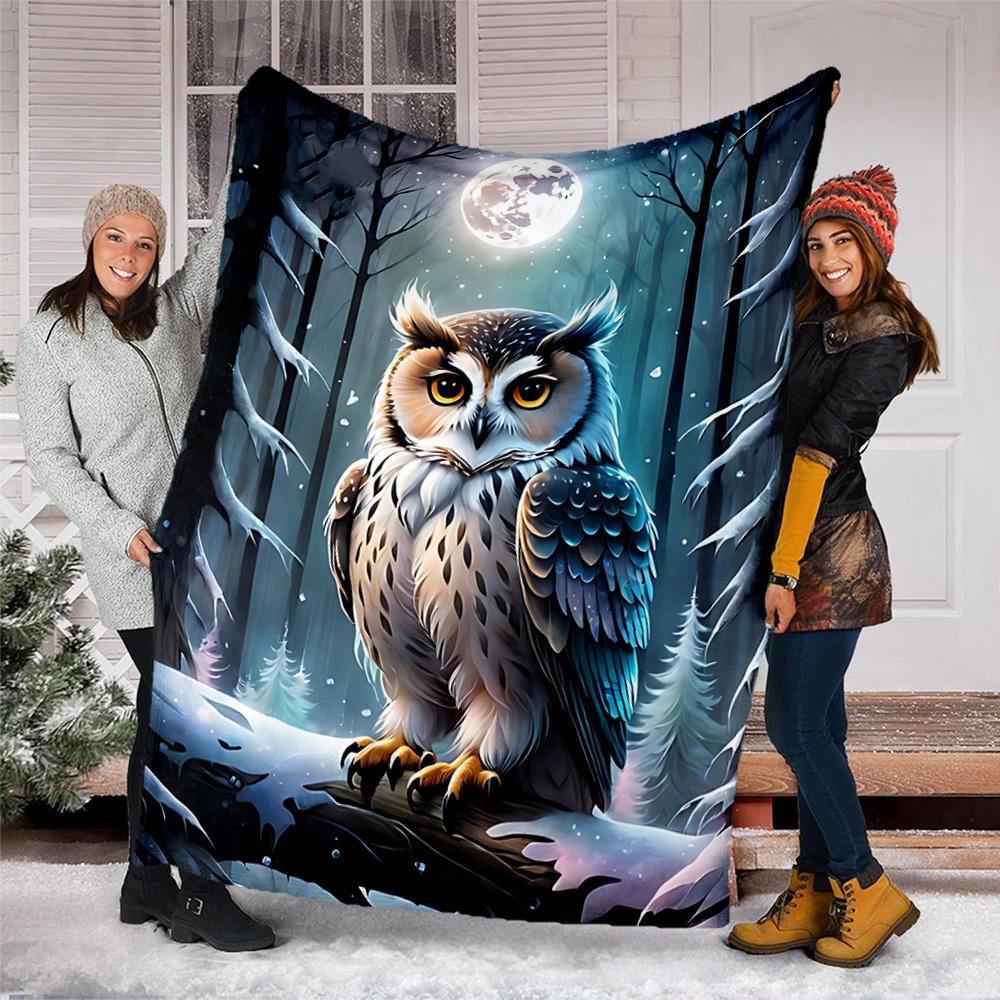 1 Stück Winterwald Eulenmotiv Outdoor-Decke, Leichtes Polyester,