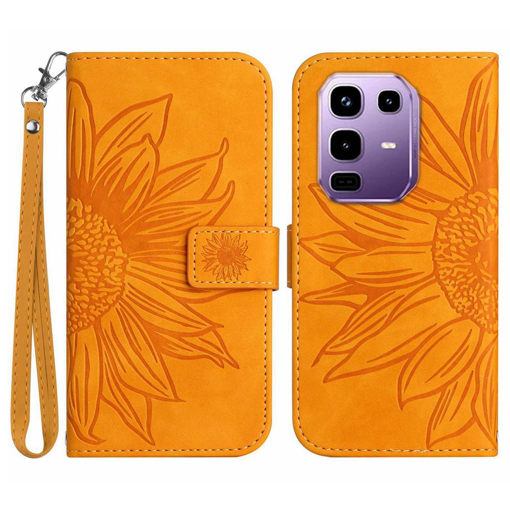For Infinix Note 50 Pro 4G/50 4G Case Sunflower Imprint Leather Wallet Phone Cover with Wrist Strap