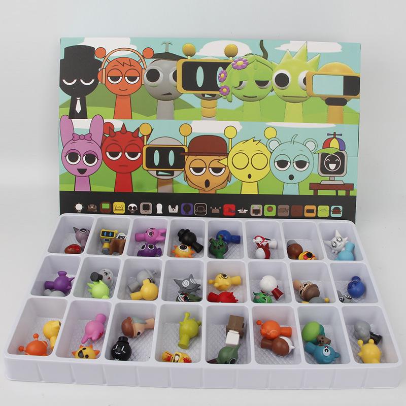 Cartoon Anime Rhythm Box Doll: Kids' Toy Car Trendy Cake Decoration – 24 Grids Blind Box