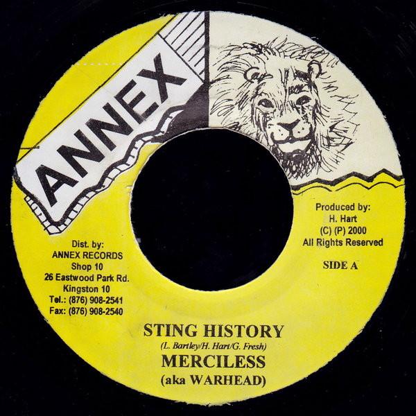 

7inch Record MERCILESS - Sting History NONE Annex 2000 Jamaica Reggae, Ska & Dub Used