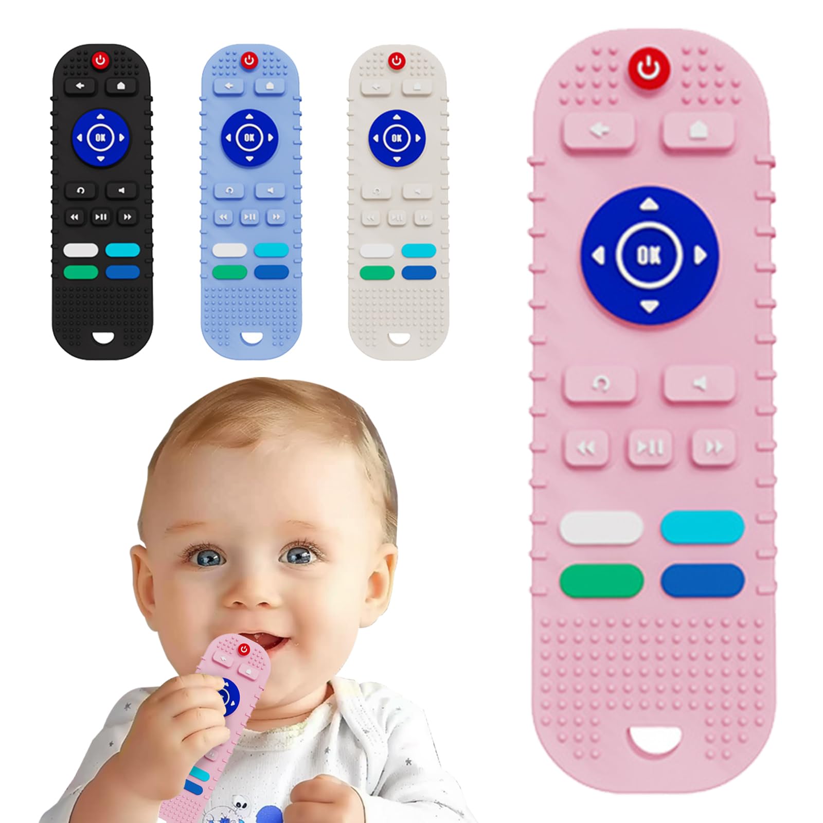

HOMEBASICS Baby Teething Toy, Remote Controlled, Food-Grade Silicone, Sensory Toy, Chew Toy, Sensory Stimulation, Educational Toy, Early Education,