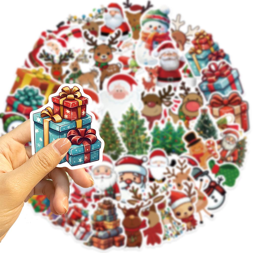 50 New Christmas Doodle Stickers Party Decoration Guitar Notebook Suitcase DIY Waterproof
