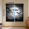 2Pcs Polyester Gothic Bat Dead Printing Window Curtains Birthday Party Decoration Backdrop Drapes for Living Room