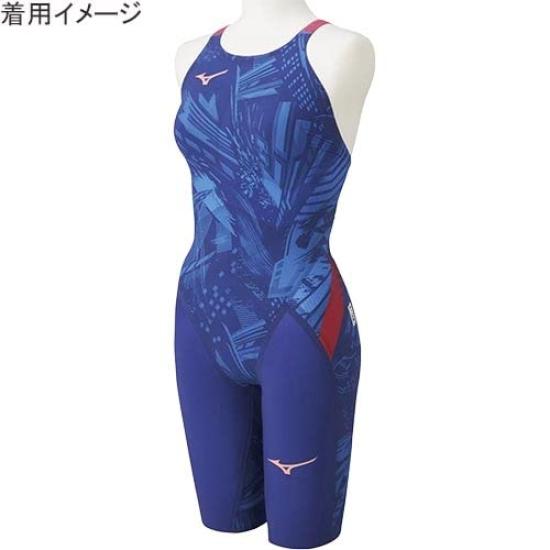 MIZUNO GX SONIC V MR Racing Half Size FINA Swimming Approved Women's Swimsuit, Suit, N2MG0702, Blue, XL, (International Federation)