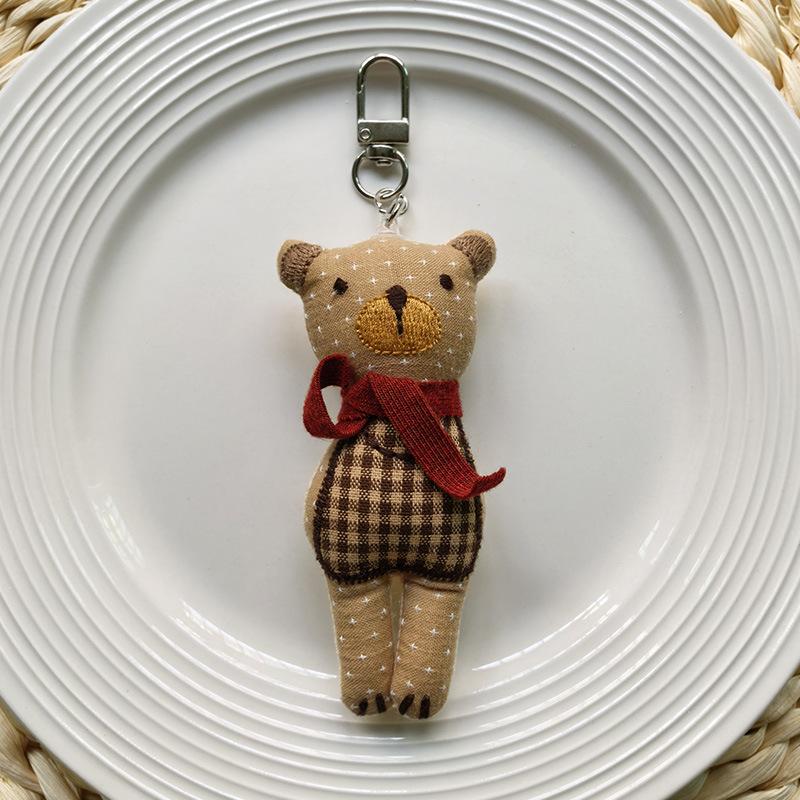 Handmade Cartoon Bear Brooch Cute Plush Fabric Bag Charm Pendant for Women Premium Quality Soft Fashion Accessories Bag Charm