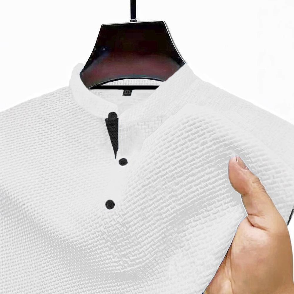 

Летняя мужская рубашка-хенли с вафельным узором, легкая, дышащая, текстурированная, с коротким рукавом, повседневная, деловая, повседневная XXXL белый