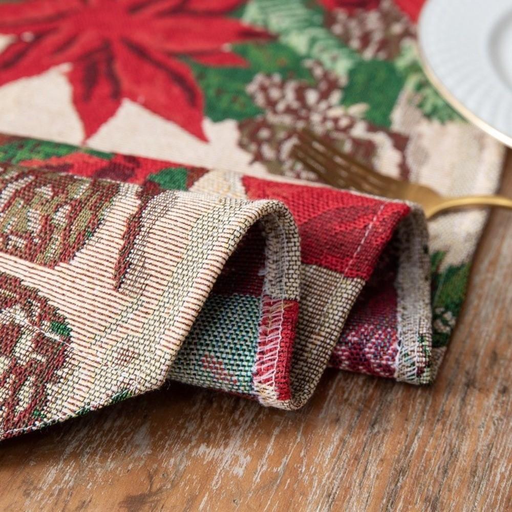 Household Tassel Christmas Table Runner Printed Rectangle Snowman Tablecloth Long Knitted Cloth Table Cover Restaurants