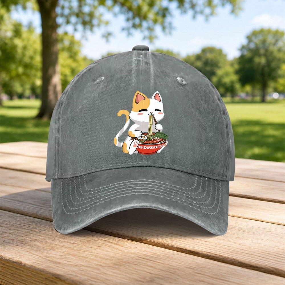 RaUnisex Cat Hand Wash Baseball Cap Unisex Casual Dad Hat Retro Streetwear for Outdoor Travel Daily Wear