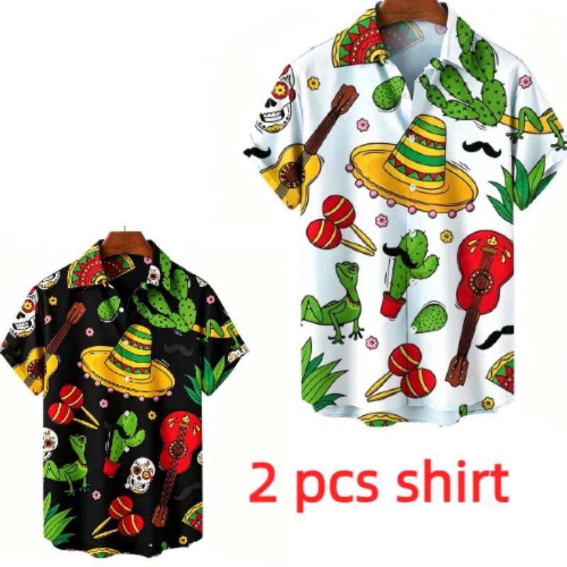 Vintage Fashion Men's Shirt Mexican Style 3D Printing Shirt Hawaiian Beach Vacation Clothing Men's Street Style Shirt Daily Men's and Women's Shirt