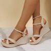 Black Beige Wedge Sandals for Women's 2024 New Platform Fish Mouth Cross Strap Fashion Shoes Female Summer Buckle Strap Sandal