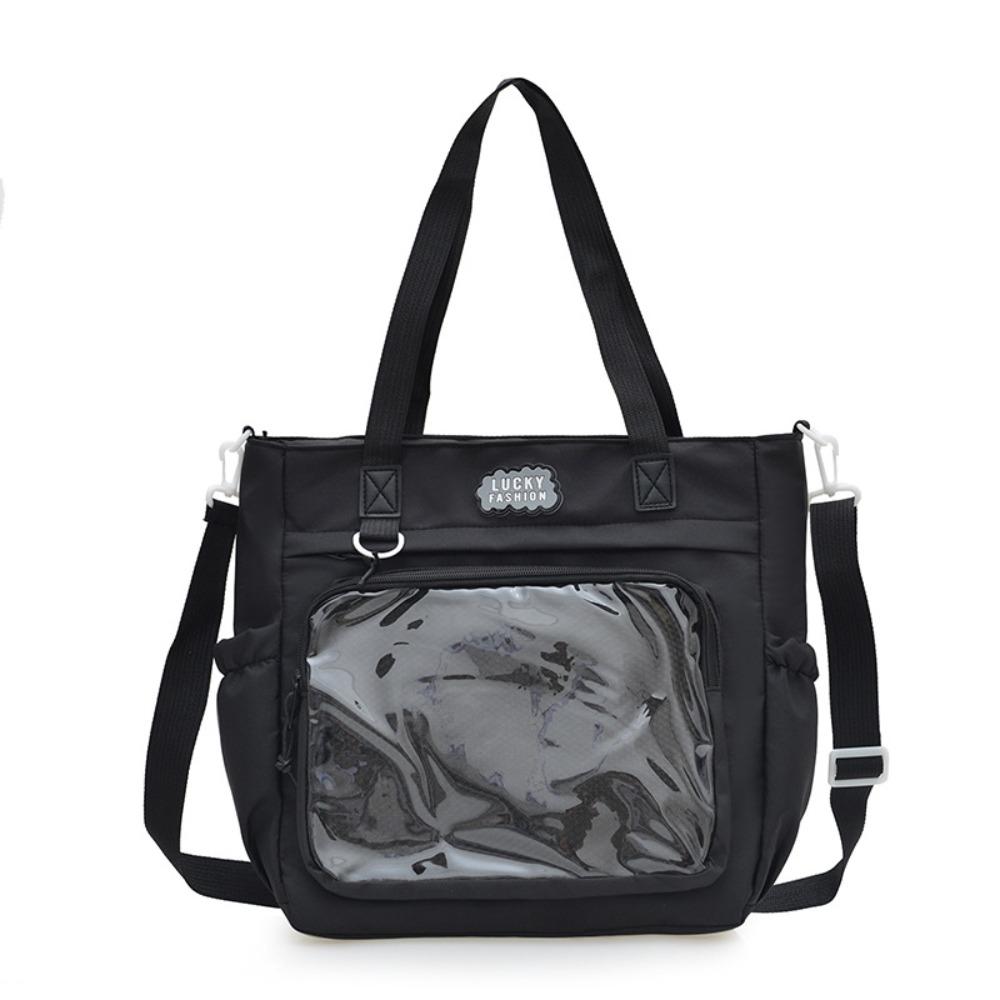 Zipper Transparent Pocket Handbag Large Capacity Canvas Shoulder Bag Sweet Itabag  Girl