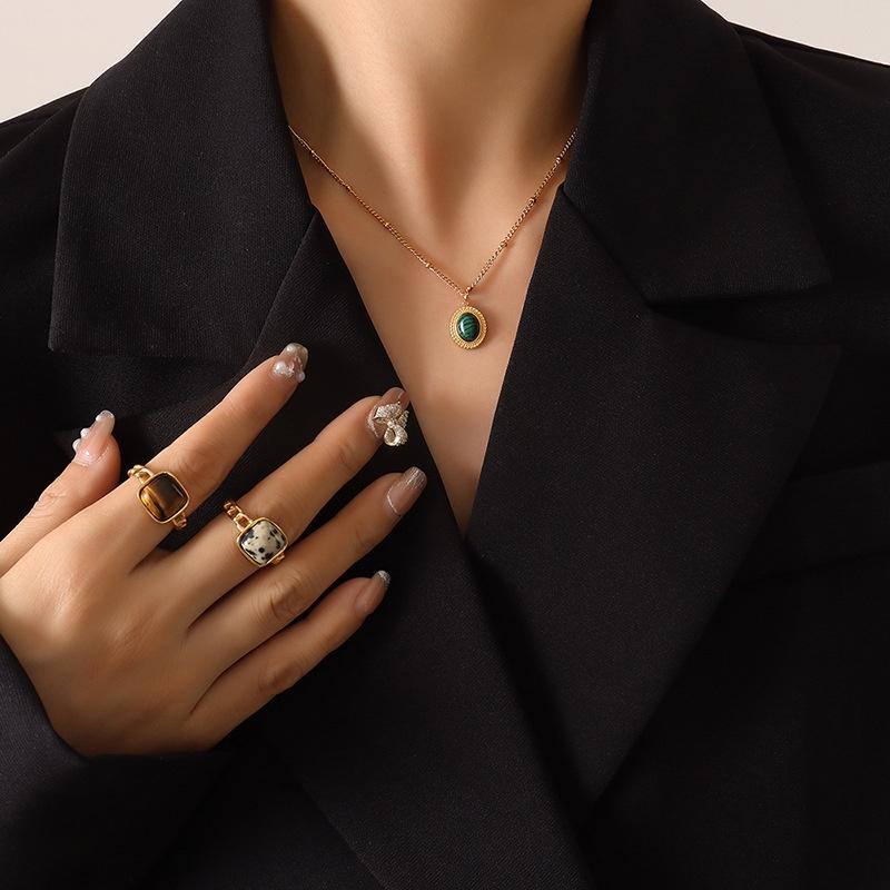 Exquisite Fashionable And Titanium Steel Bohemian Turquoise Cat Eye Stone Jewelry Set