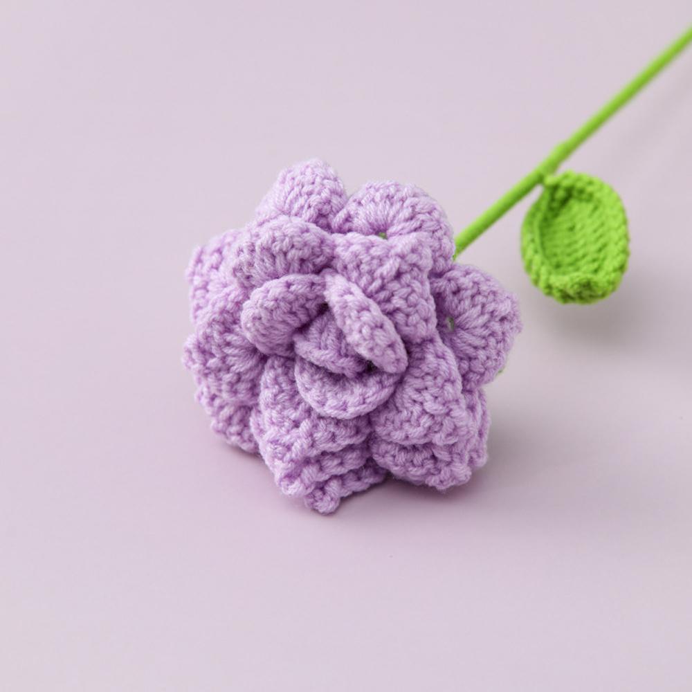 Rose Knitted Flower Creative Crochet Flowers Handwoven Flowers Bouquet Artificial Plant for Wedding Home Party Decor