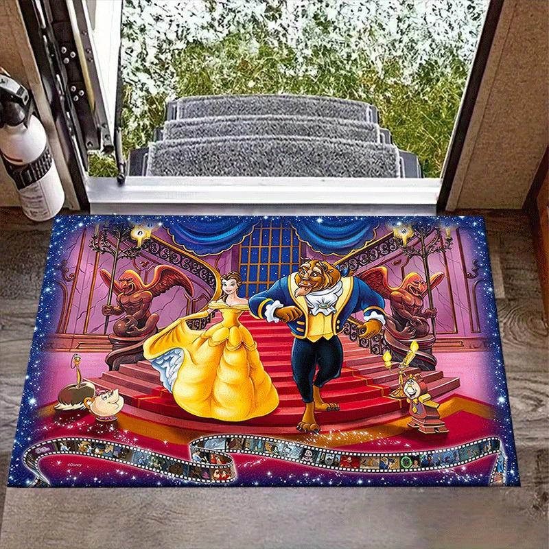 

1pc Happy Beauty and The Beast Rug Anti Slip, Non Shedding, Bedroom & Laundry Handcrafted Home Decor, Ideal for Living, Adds Vibrancy To Any Room Chri 60cm by 90cm