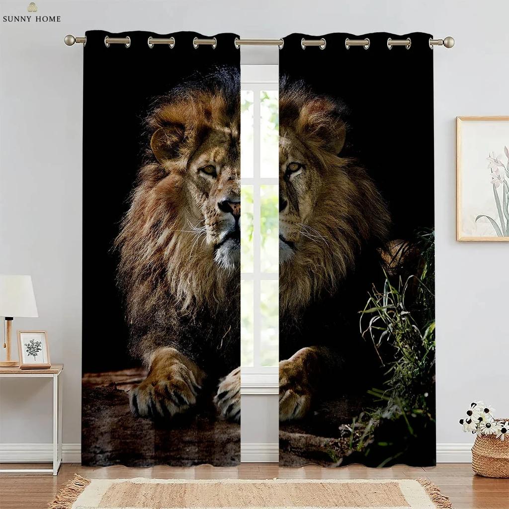 Tier Gepard 3D-gedruckte Vorhänge Kinderzimmer Schlafzimmer Wohnzimmer Küche Dekorative Vorhänge Maschinenwaschbar 2 Stück