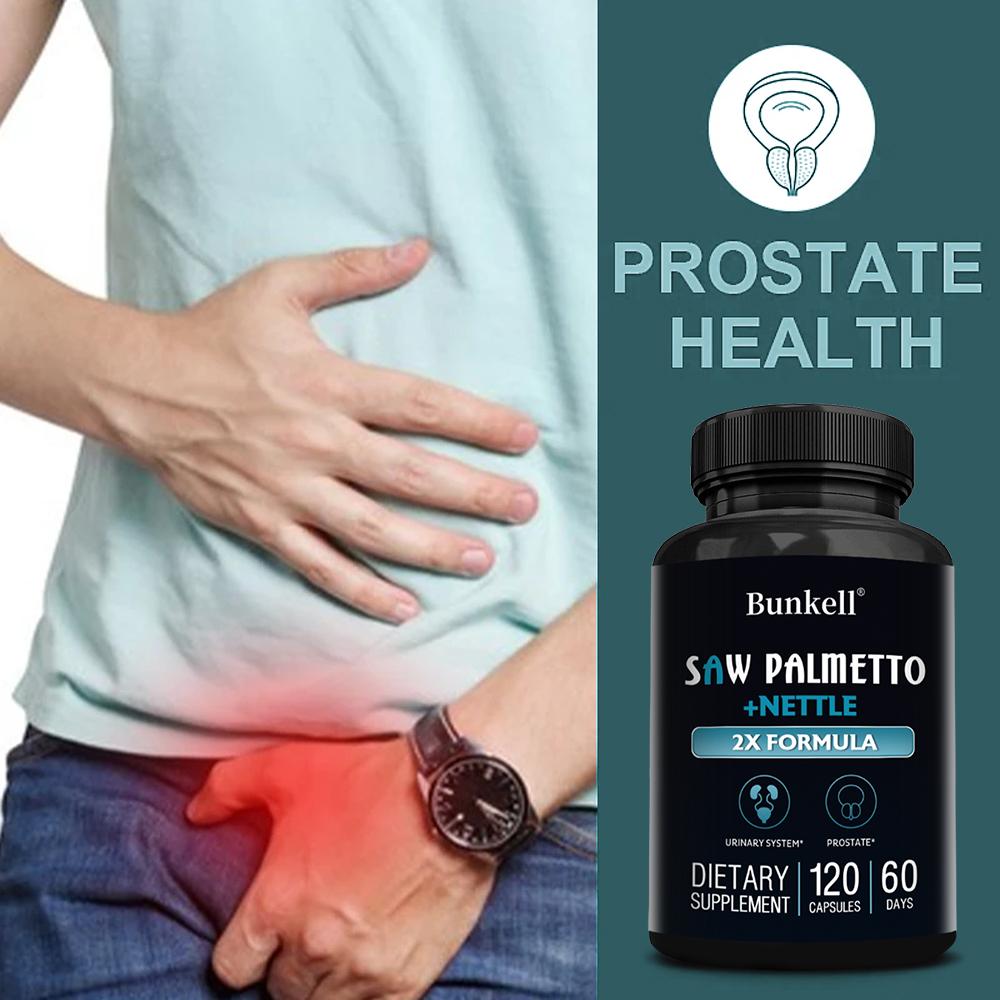 Saw Palmetto Capsules, 2X Herbal Blend Dietary Supplement For Men, 120 Capsules