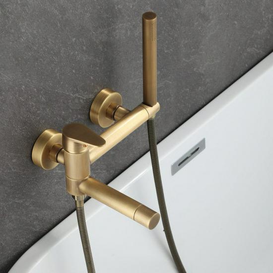 Black Brass Bathroom Bathtub Faucet Set with Shower Head and Hot/Cold Mixer Valve