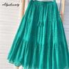 Spring Summer Women Sweet Skirt High Waist Purple Green Drawstring Tassel Skirts Hollow Out Elegant Ladies' Chic Skirts