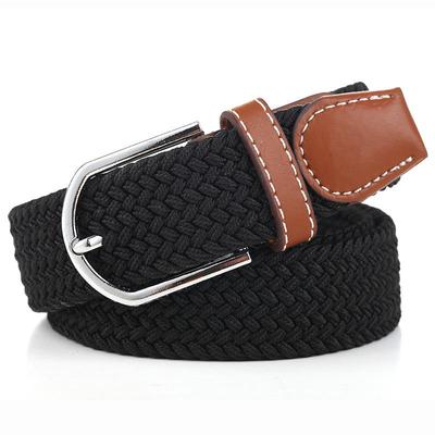 Unisex Korean Style Casual Elastic Canvas Leather Belt with Pin Buckle