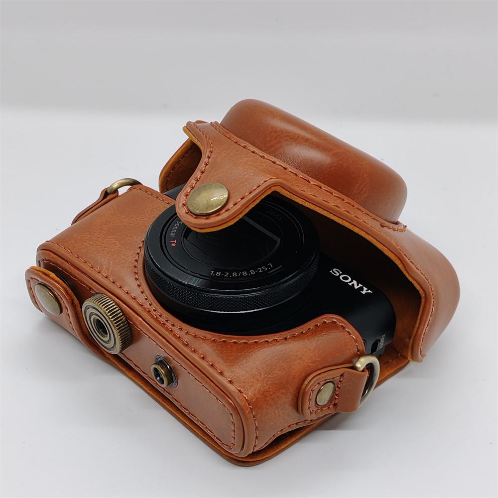 PU Leather Camera Bag Case For Sony RX100 M7 RX100II RX100 M3 RX100III M4 M5 M6 Shoulder Strap Full Body Protect Cover