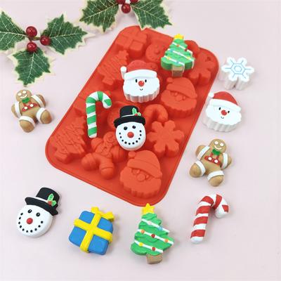 Weihnachtskuchen Schokolade Süßigkeit Backen Silikonform Handgemacht Schneeflocke Schneemann Weihnachtsbaum Lebkuchenmann Weihnachtsmann Form