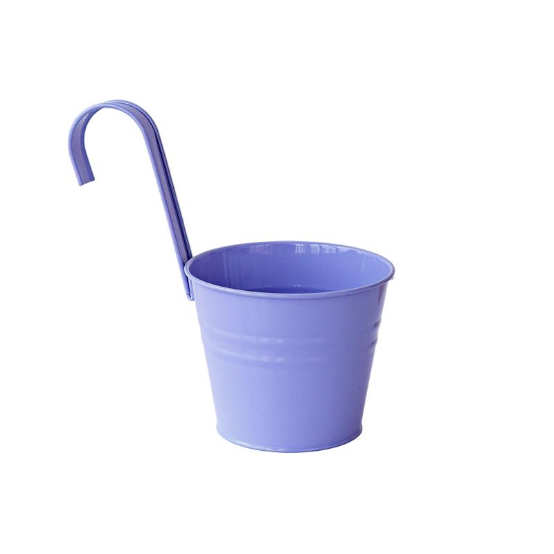 Hanging Tin Flower Pot with Detachable Hook for Courtyard or Fence