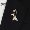 Alloy Brooch for Women Pearl Fishtail Pin, Strong Buckle Design, Sturdy Electroplated Fashion Accessory Finish Brooch, Marine Style Coats Shirts Bags