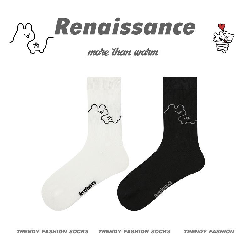 Șosete Desen Animat Creative Renaștere: Vară pentru femei, Bumbac sport pentru bărbați, Amuzanți până la jumătatea gambei, Primăvară și Toamnă, Unisex.