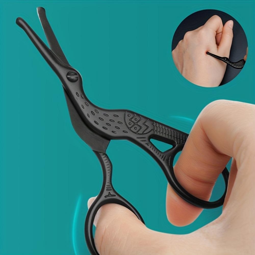 Stainless Steel Hair Scissors - Enhanced Safety Round Tip Stork Scissors for Precise Eyebrow, Nose, Beard & Ear Hair Trimming