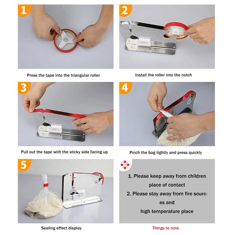 New Metal Bag Sealer Portable Bag Sealer Taper Dispenser With Trimmer Cutter Sealing Machine For Home Kitchen Outdoor Picnic