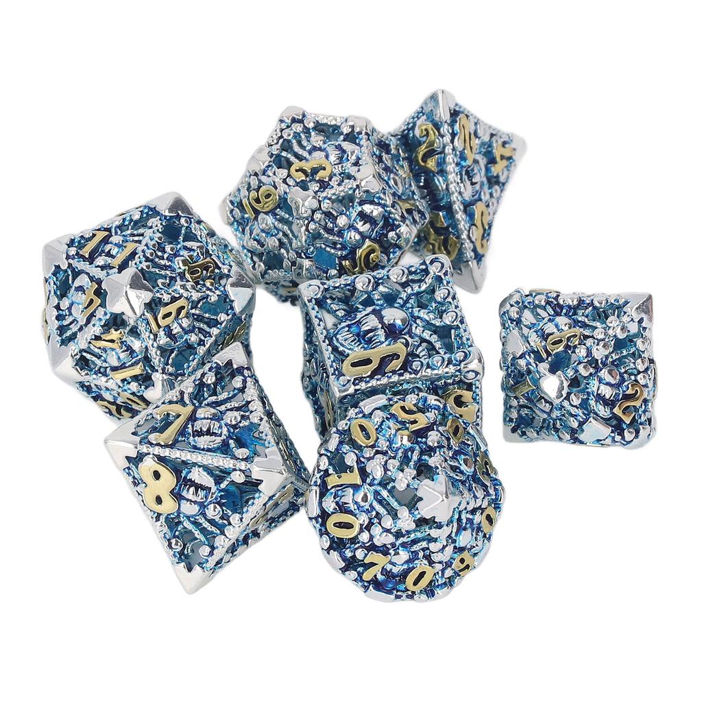 Metal Dice Set Hollow Polyhedral Crafted Portable Board Game Dice for Tabletop Game Gold