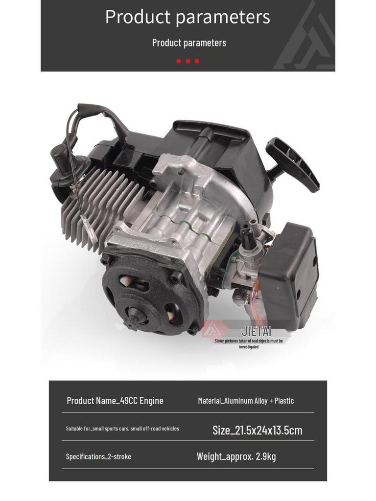 49CC Mini Motorcycle Two-Stroke Engine Assembly with Pull Starter