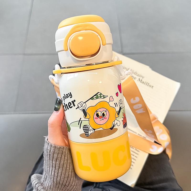 

2025 Новый мультфильм Термос из нержавеющей стали с трубочкой для девочек Temperature Display
