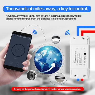10A 2200W Wireless Wifi Smart Switch Breaker LED Light Controller Module Voice Remote by Alexa Google Home Smartlife Tuya APP