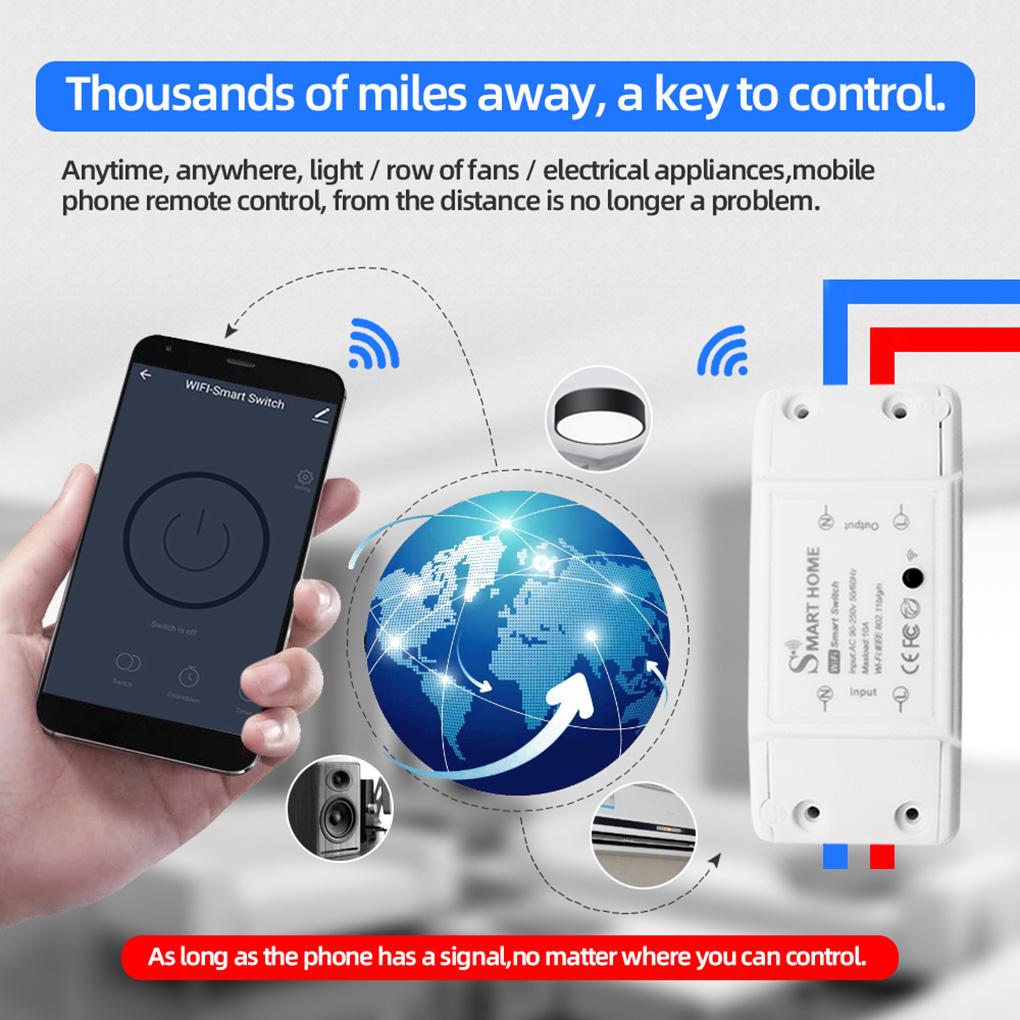 10A 2200W Wireless Wifi Smart Switch Breaker LED Light Controller Module Voice Remote by Alexa Google Home Smartlife Tuya APP
