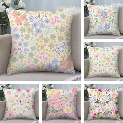 Housse de coussin taie d'oreiller imprimé floral frais Tissu ultra doux respectueux de la peau Confort type nuage Fermeture éclair dissimulée
