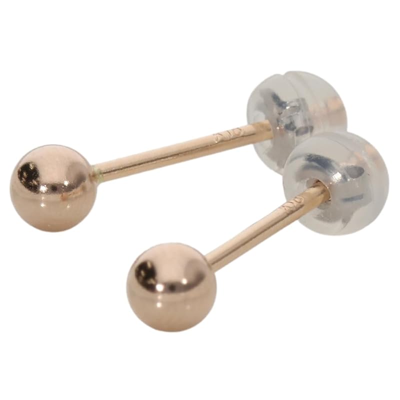 

[Anytime With] Leave-on earrings (round ball) Axis 12mm Metal allergy consideration made in Japan binaural pair Round ball 2mm/K18 pink gold