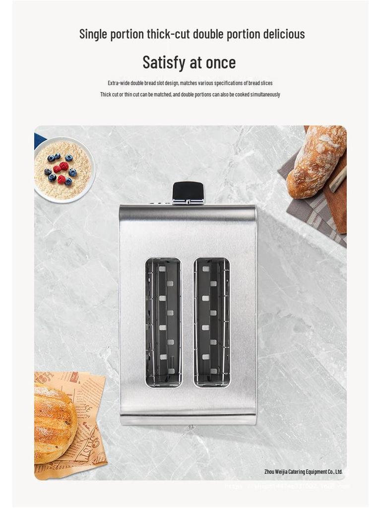High-Power Stainless Steel Automatic Toaster with Wide Slot